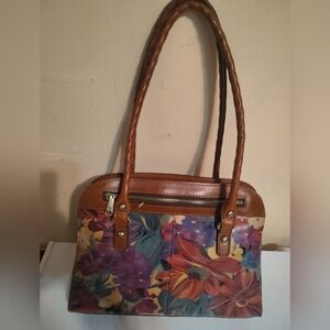 NWOT Patricia Nash Floral Print GENUINE LEATHER Purse Bag Handbag Boho